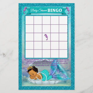 Tarjeta de juego de bingo Baby Shower para sirenas