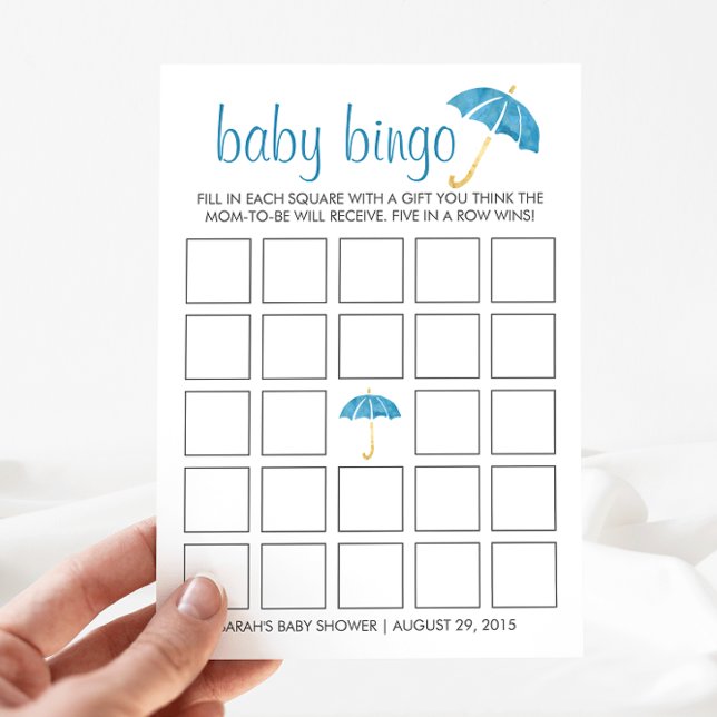 Tarjeta de juego de bingo Baby Shower Umbrellas az (Subido por el creador)