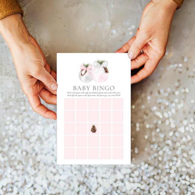 Tarjeta de juego de bingo bebé Chica de invierno (Winter Girl Baby Bingo Card)