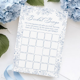 Tarjeta de juego de Bingo Blue Bridal Shower