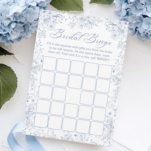 Tarjeta de juego de Bingo Blue Bridal Shower (Subido por el creador)