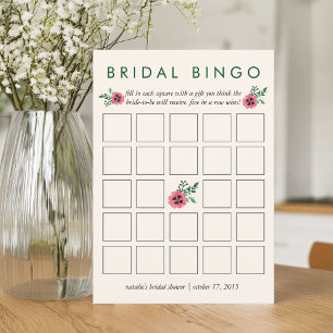 Tarjeta de juego de Bingo Bridal Shower Floral r