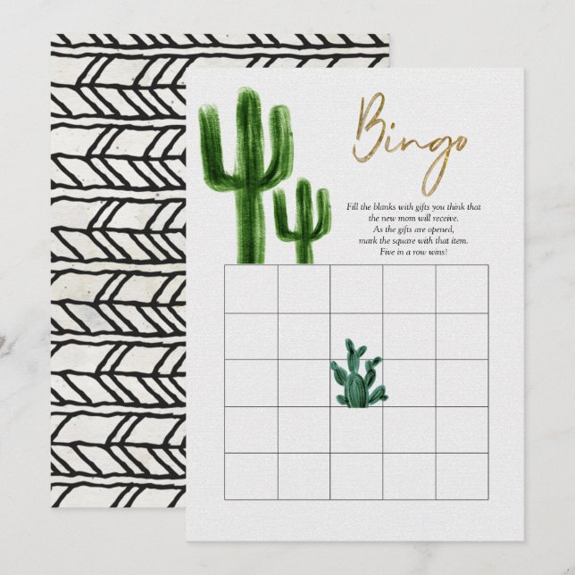 Tarjeta de juego de bingo Cactus mexicano (Anverso / Reverso)