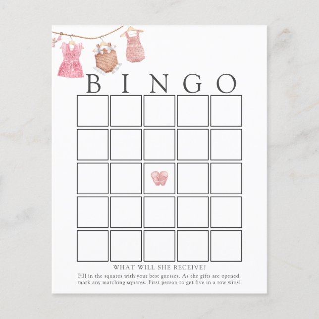 Tarjeta de juego de Bingo Clásico para Niña Bebé (Anverso)