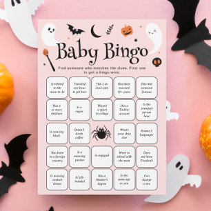 Tarjeta de juego de bingo de baby shower de Hallow