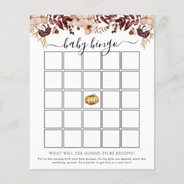 Tarjeta de juego de bingo de Baby Shower de otoño