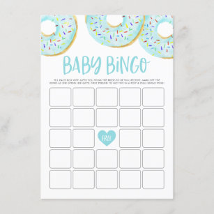 Tarjeta de juego de bingo de Baby Shower Donuts az