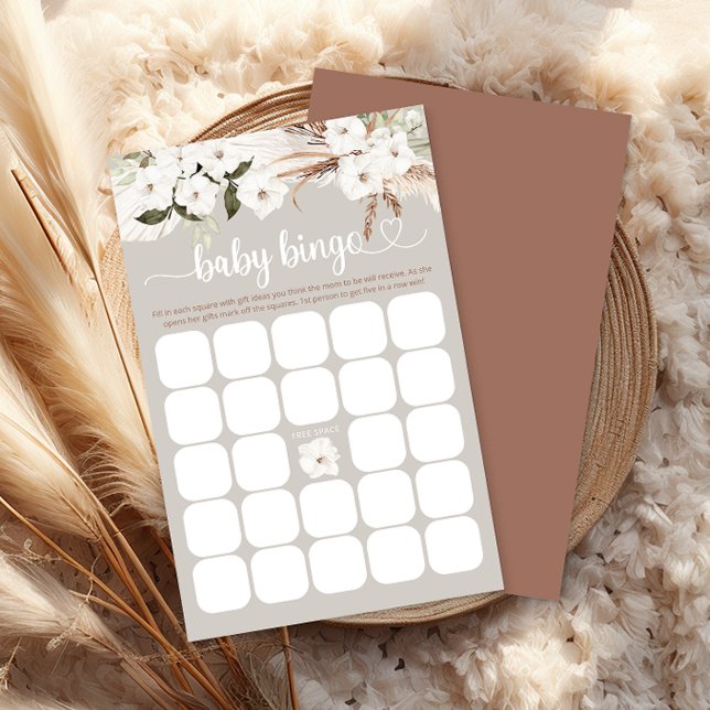 Tarjeta de juego de bingo de Baby Shower Floral bl (Boho Baby Bingo)