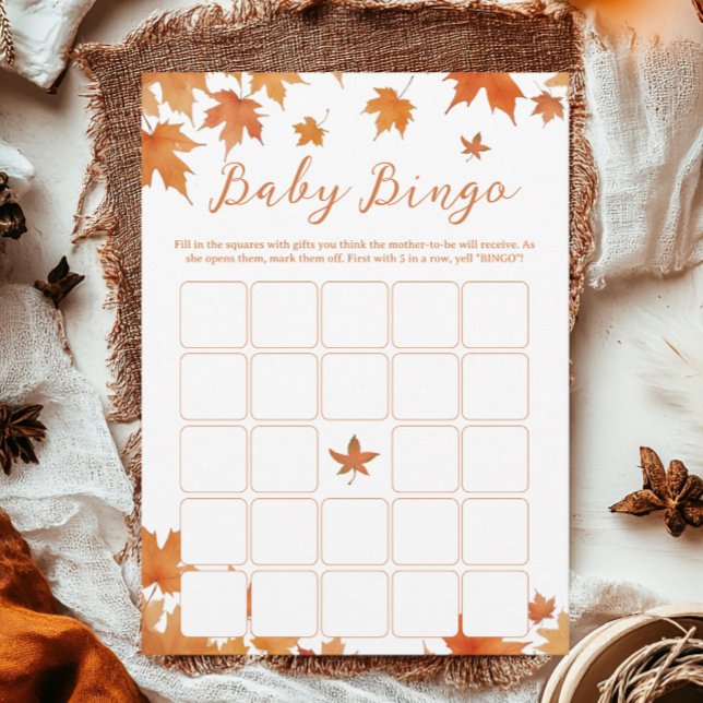 Tarjeta de juego de bingo de Baby Shower otoño (Subido por el creador)