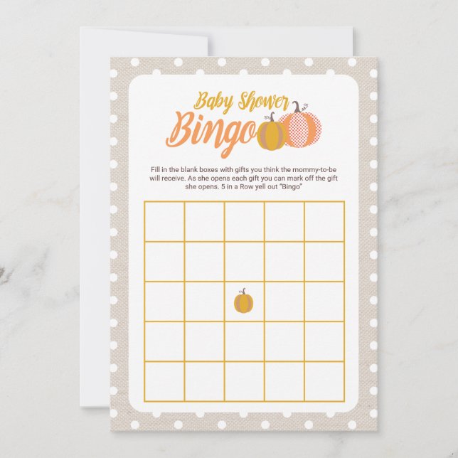 Tarjeta de juego de bingo de Baby Shower Rushall F (Anverso)