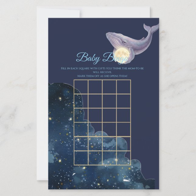 Tarjeta de juego de bingo de bebé lunar celestial  (Anverso)