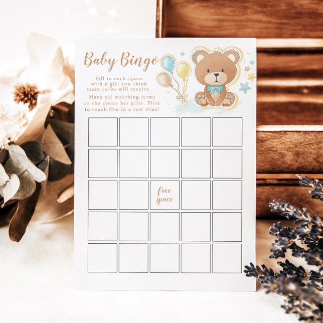 Tarjeta de juego de bingo de Blue Teddy Bear Baby  (Subido por el creador)