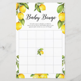 Tarjeta de juego de bingo de Citrus Lemons Baby Sh