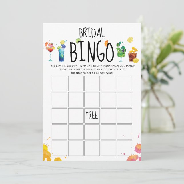 Tarjeta de juego de bingo de cócteles divertidos y (Anverso de pie)