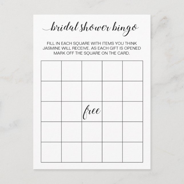 Tarjeta de juego de bingo de despedida de soltera  (Anverso)