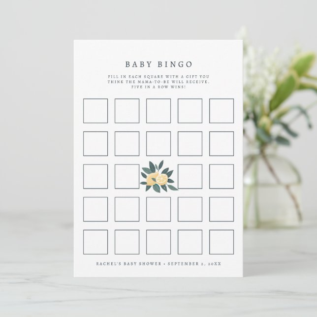 tarjeta de juego de bingo de ducha de bebé limón (Anverso de pie)