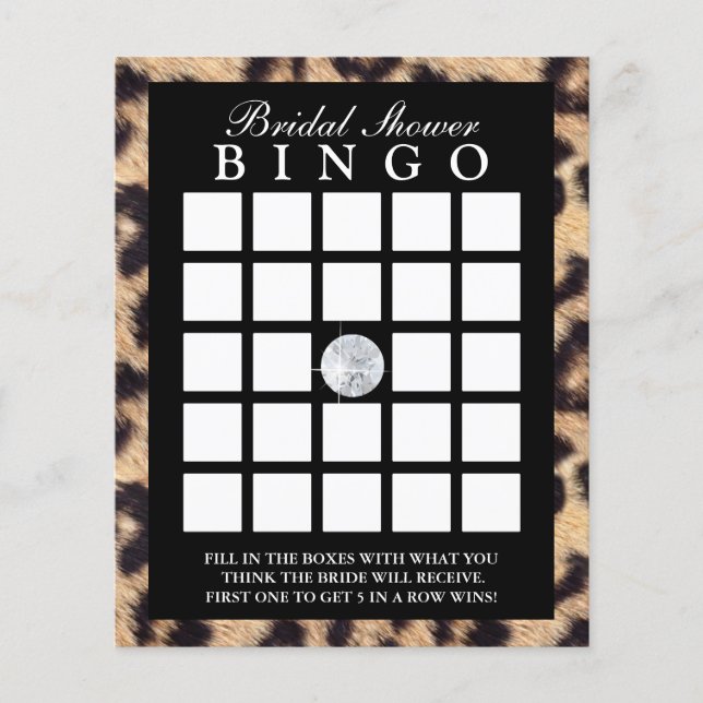 Tarjeta de juego de bingo de ducha de novia de leo (Anverso)