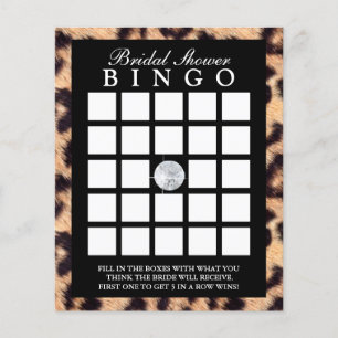Tarjeta de juego de bingo de ducha de novia de leo