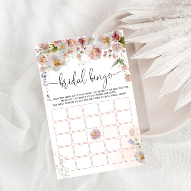 Tarjeta de juego de bingo de ducha de novia floral (Subido por el creador)