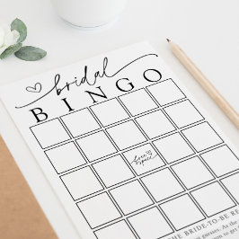 Tarjeta de juego de bingo de ducha de novia minima