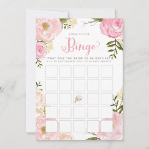 Tarjeta de juego de bingo de ducha de novia románt