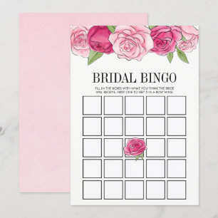 Tarjeta de juego de bingo de ducha de novia rosa R
