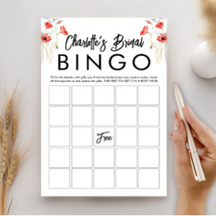 Tarjeta de juego de bingo de ducha nupcial floral 