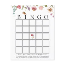 Tarjeta de juego de bingo de novia con flor silves
