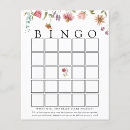 Tarjeta de juego de bingo de novia con flor silves