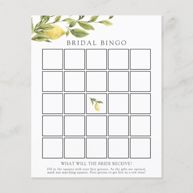 Tarjeta de juego de bingo de novia Lemons con colo (Anverso)