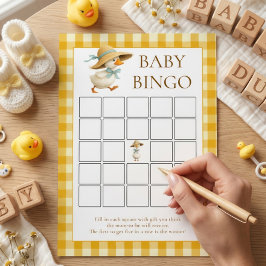 Tarjeta de juego de bingo de shower de bebé con gi