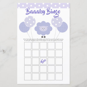 Tarjeta de juego de Bingo Dulce Morado de Cordero