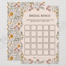 Tarjeta de juego de bingo floral boho botánico nup