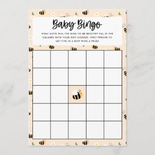 Tarjeta de juego de bingo floral de abejorro para
