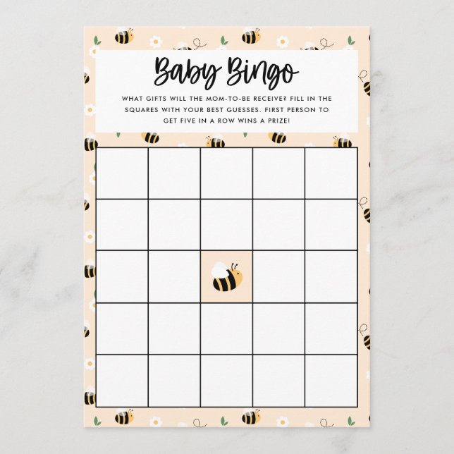 Tarjeta de juego de bingo floral de abejorro para  (Anverso)