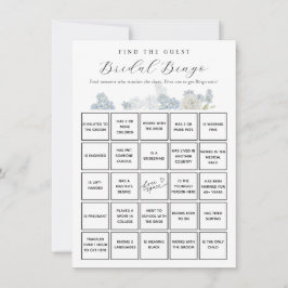 Tarjeta de juego de bingo nupcial Blue Floral Find