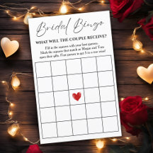 Tarjeta de juego de Bingo Nupcial para la ducha de