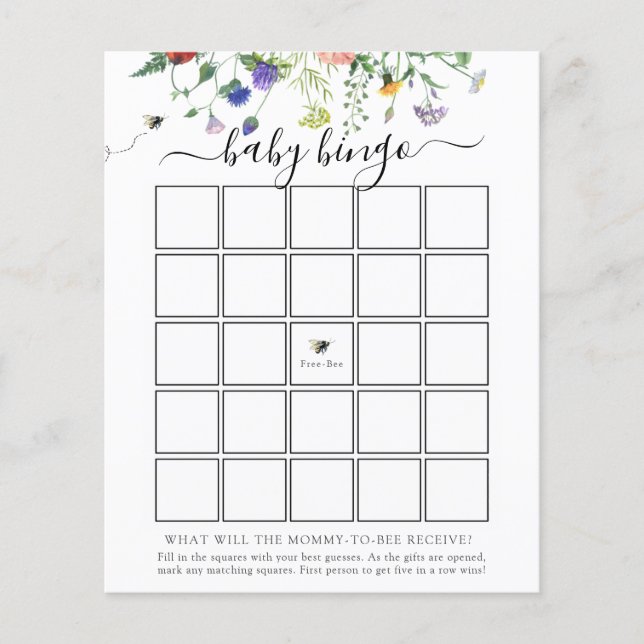 Tarjeta de juego de Bingo para Abeja de Flor Silve (Anverso)