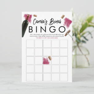 Tarjeta de juego de bingo para amantes del vino el