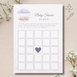 Tarjeta de juego de bingo para baby shower con par
