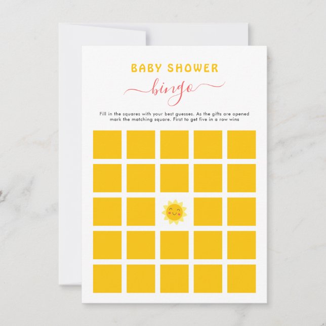 Tarjeta de juego de bingo para baby shower Cute Li (Anverso)