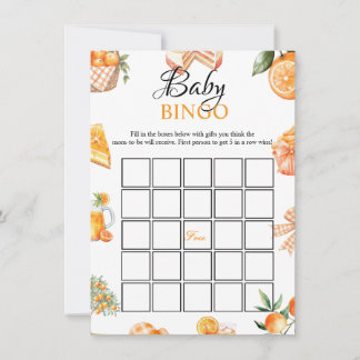 Tarjeta de juego de bingo para baby shower de cítr