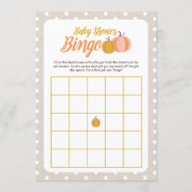 Tarjeta de juego de bingo para baby shower de otoñ