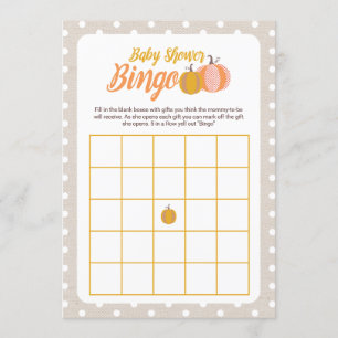 Tarjeta de juego de bingo para baby shower de otoñ