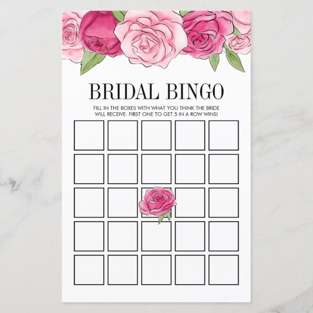 Tarjeta de juego de bingo para baby shower nupcial (Anverso)