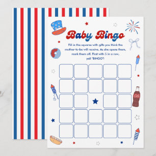 Tarjeta de juego de bingo para baby shower Rojo Bl