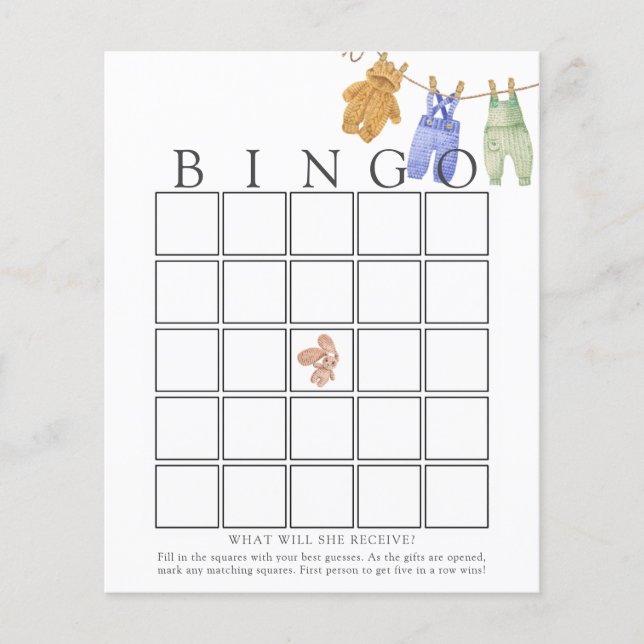 Tarjeta de juego de bingo para bebé (Anverso)