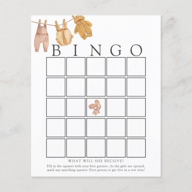 Tarjeta de juego de bingo para bebé clásico (Anverso)