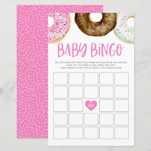 Tarjeta de juego de bingo para bebé con donuts de