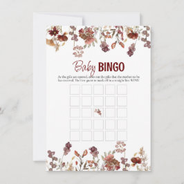 Tarjeta de juego de bingo para bebé con flores sil